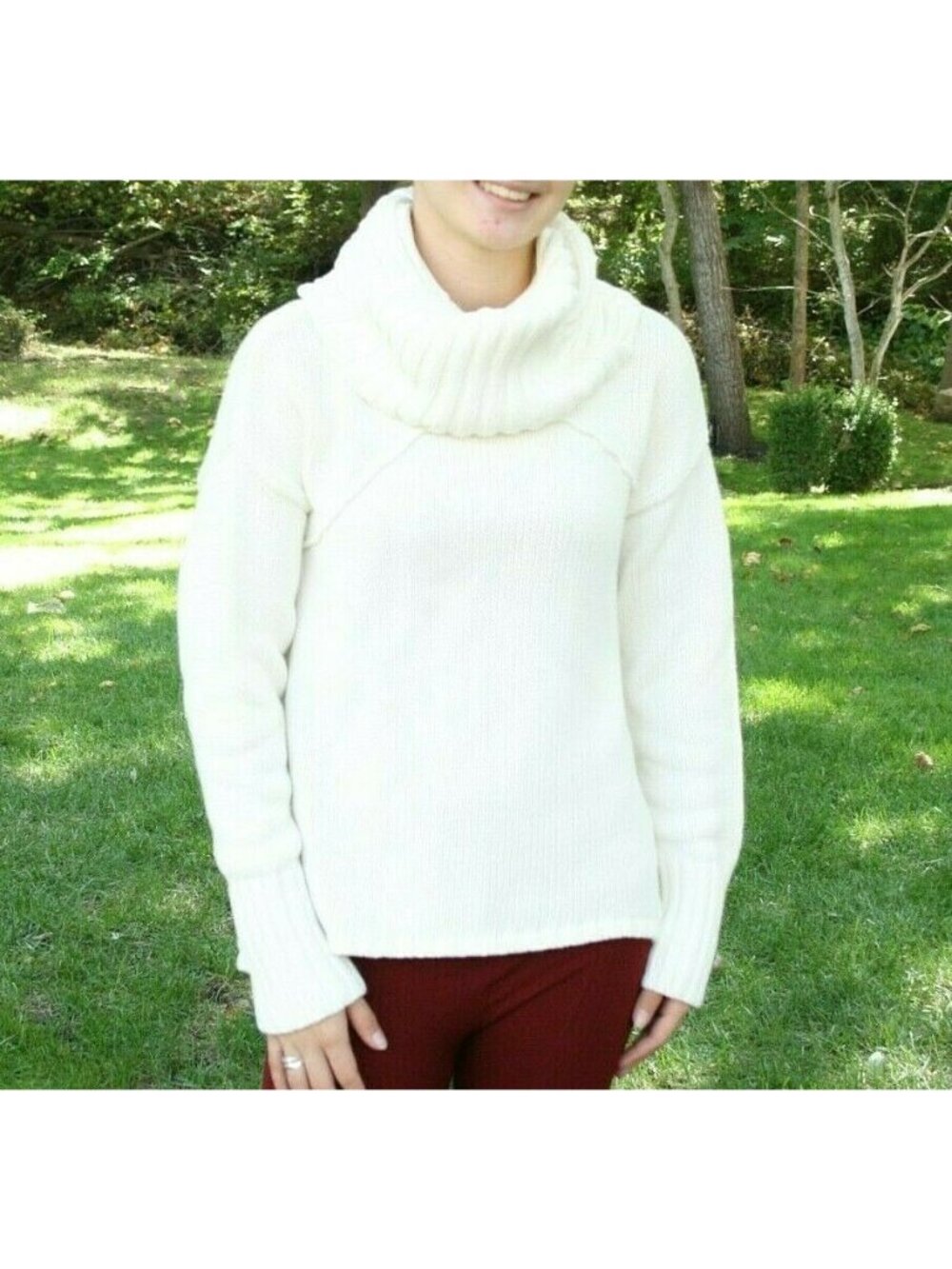Revolve One Teaspoon Luxe Sweater Womens Sz M Chunky Knit White Open Back Nwot